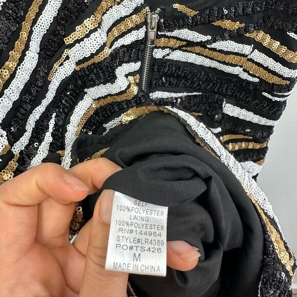 Luxxel Plunge Neck Spaghetti Strap Fully Sequined Romper Size M - Picture 11 of 11